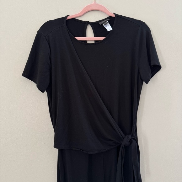 J Jill Wearever Black Side Tie Romper Wide Leg Short Sleeve Small - Picture 6 of 7